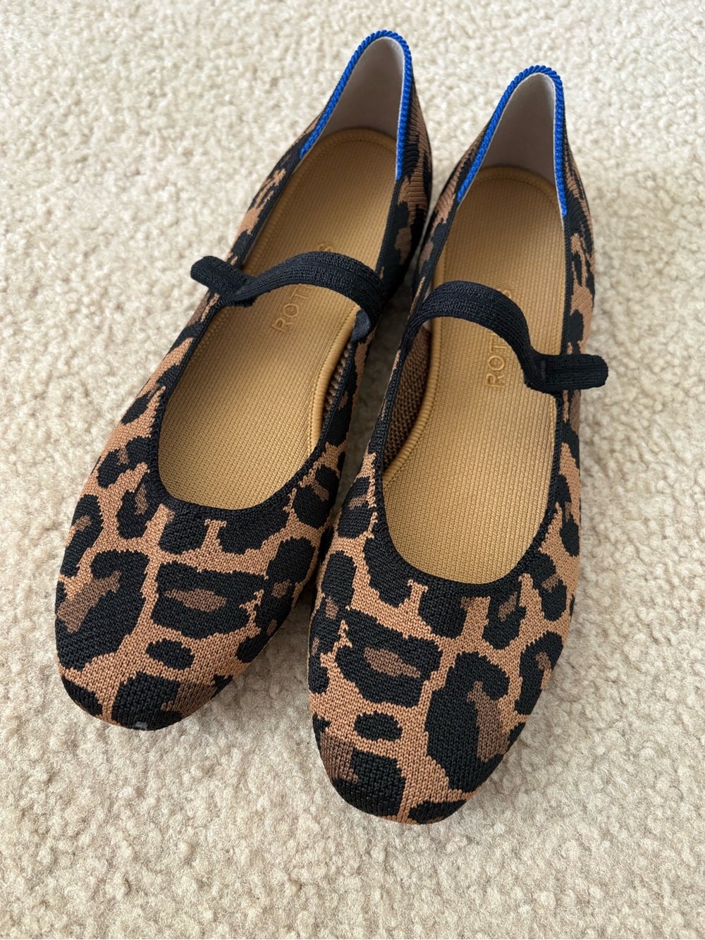 Rothy’s The Square Mary Jane Size 10 Jungle Cat Animal Leopard Print Flats - Picture 3 of 5